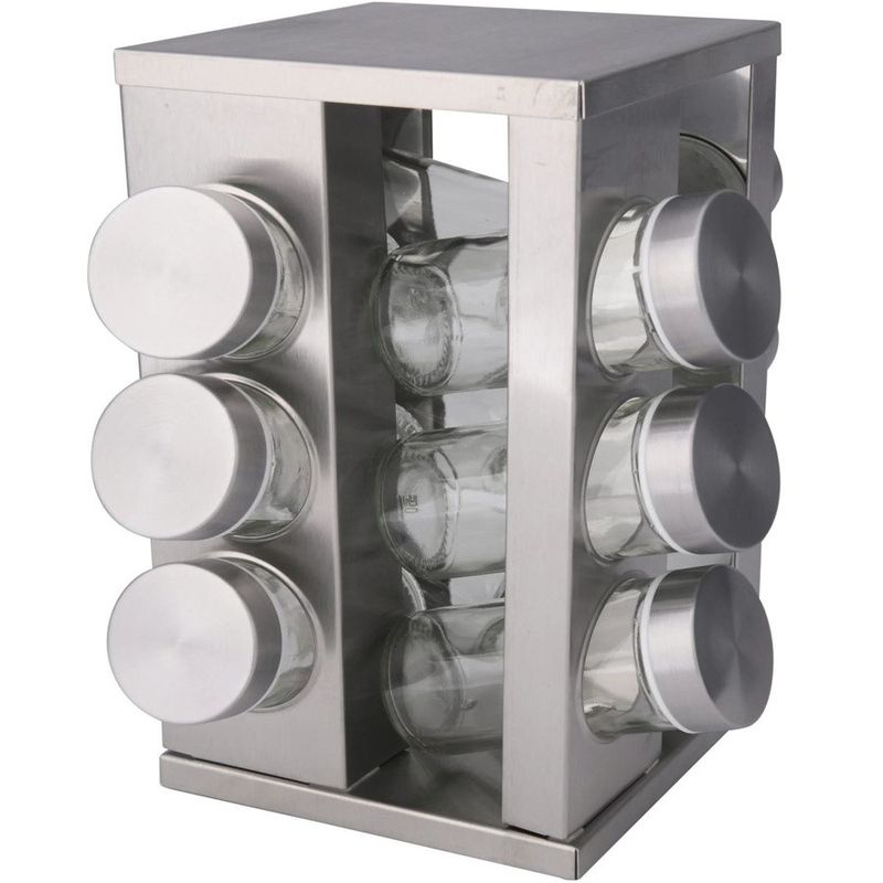 Набор д/специй R-88-2 (12 баночек на вращ. квадратной подставке (нерж.)