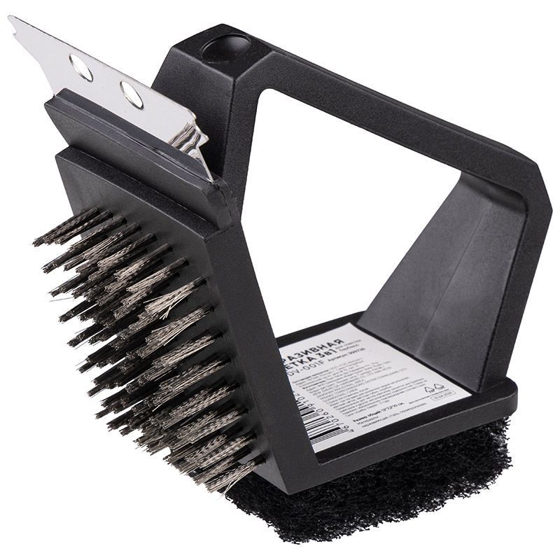 Щетка д/барбекю ZDV-001F 999728 3 в 1 (12*7,2*10см.) Скр.