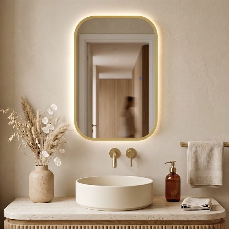 Зеркало 6043-Zm1 60*40см (с LED-подсветкой сенсорное, с закругленными углами с окантовкой, черный),